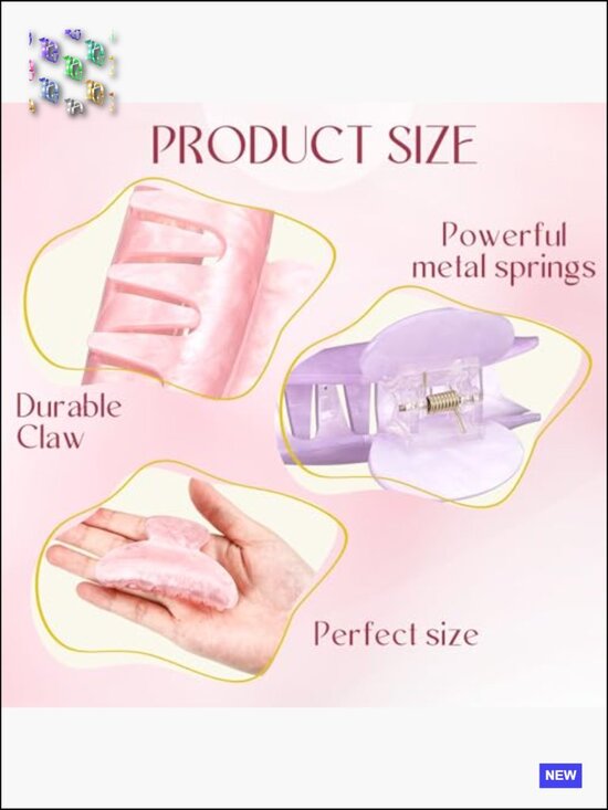 8 Large Acrylic Hair Claw Clips Strong Hold French Style Non Slip Bulk Set